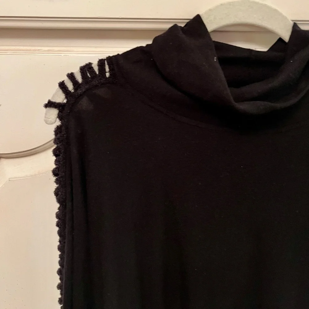 Ella Moss Crisscross Open-Knit-Sleeve Turtleneck Sweater - Picture 3 of 3